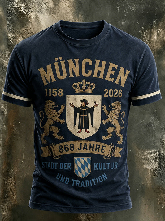 Herren-Casual-T-Shirt mit Bayern-München-Print