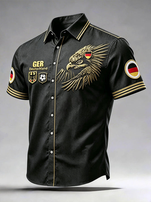 Herren-Fußball-Shirt mit Graffiti-Print und deutschen Adlern, lässig, kurzärmelig