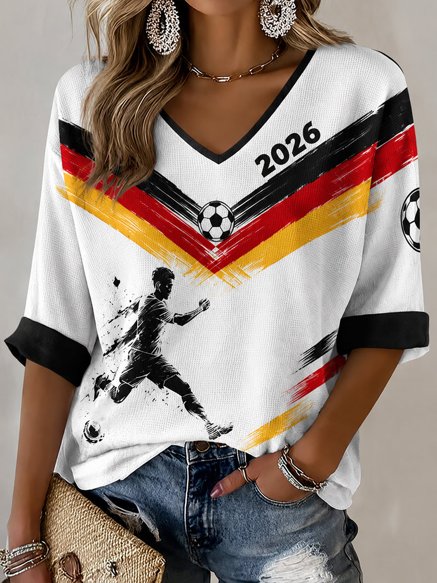 Damen-Fußballfan-Graphic-Waffel-T-Shirt in Deutschland