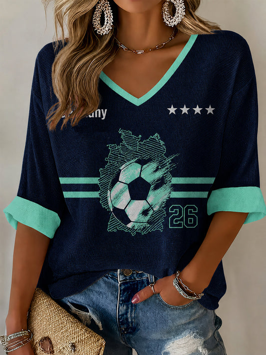 Damen-Fußballfan-Graphic-Waffel-T-Shirt in Deutschland