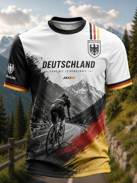 Herren-Radtrikot aus Deutschland Kurzarm-Casual-T-Shirt