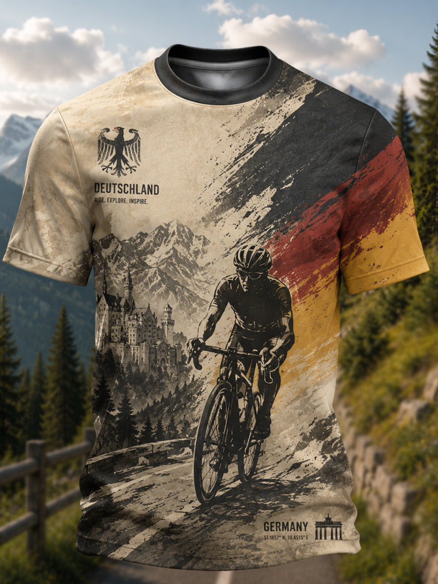 Herren-Radtrikot aus Deutschland Kurzarm-Casual-T-Shirt