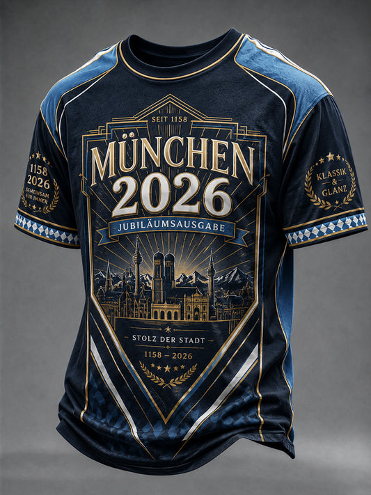 Männliches München-Print-Casual-T-Shirt