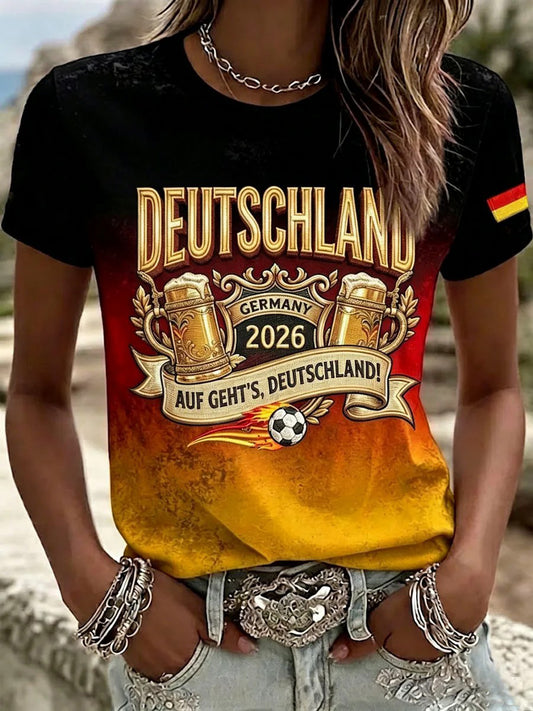Damen-T-Shirt mit Fußballfan-Print von Deutschland