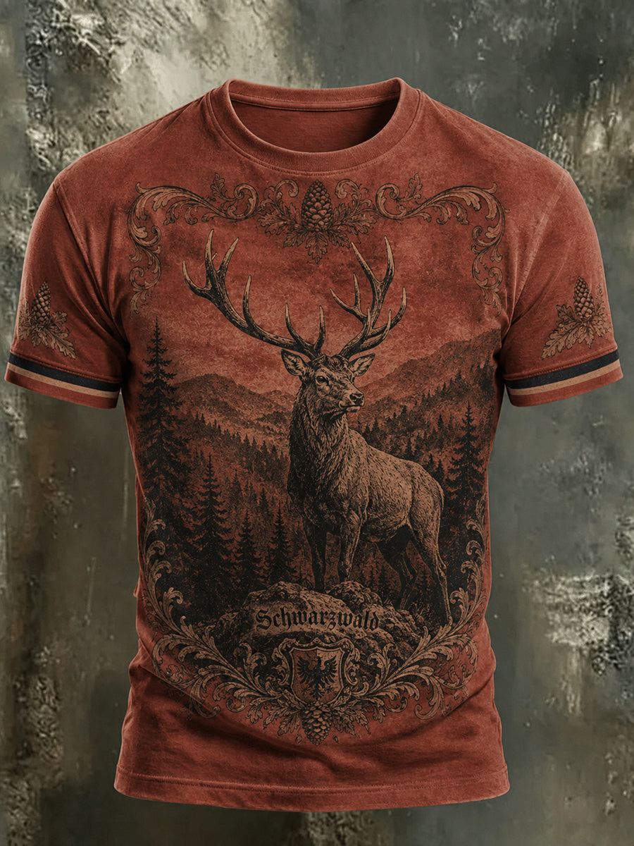 Herren-T-Shirt im Schwarzwald-Stil mit Vintage-Print