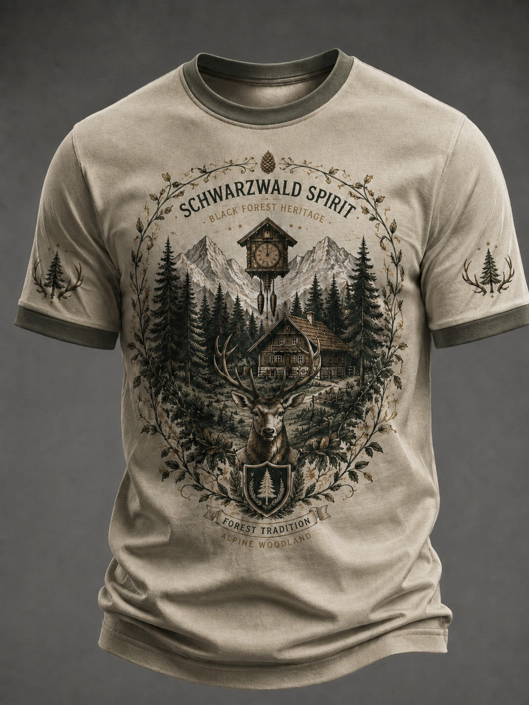 Herren-T-Shirt aus Deutschland im Schwarzwald-Stil mit Vintage-Print
