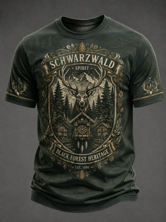 Herren-T-Shirt aus Deutschland im Schwarzwald-Stil mit Vintage-Print