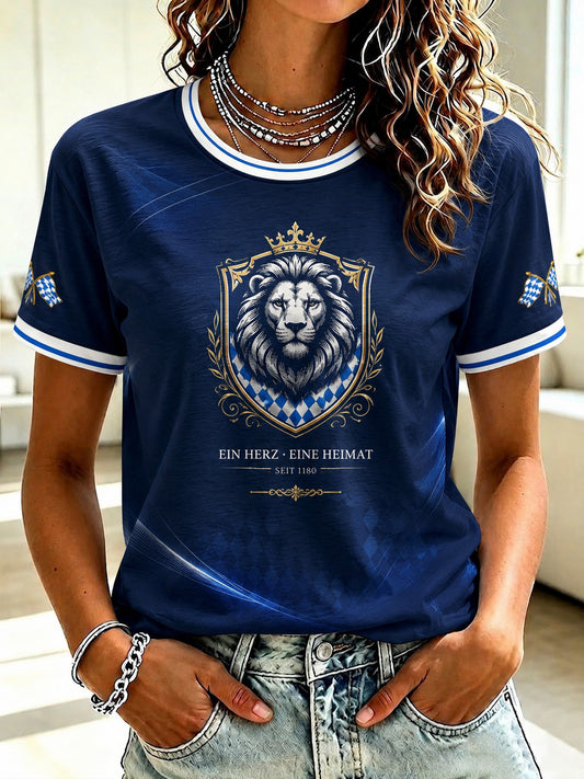 Damen-T-Shirt mit bayerischem Löwen-Print