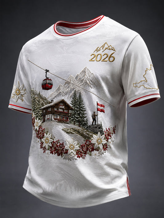 Retro-Österreich-2026-Fußballspiel-Lässiges T-Shirt