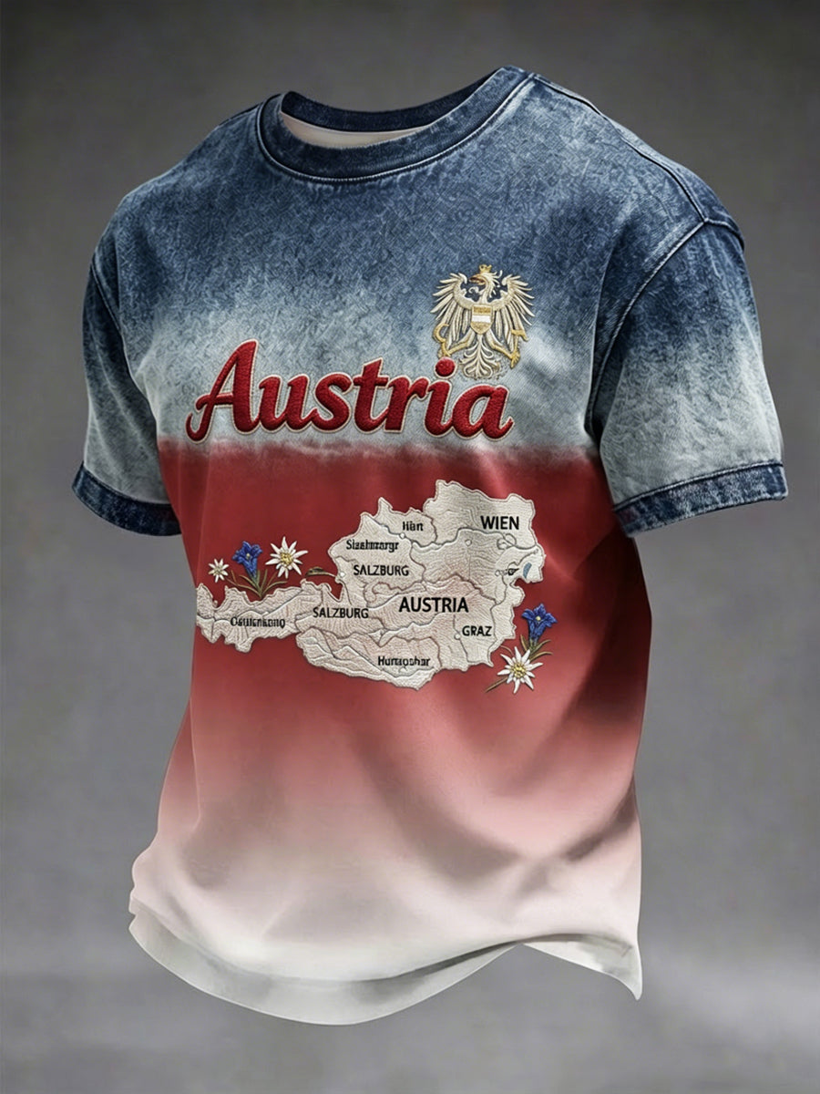 Vintage österreichische Landkarte Verlauf lässiges T-Shirt