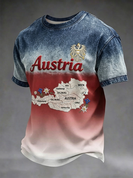 Vintage österreichische Landkarte Verlauf lässiges T-Shirt