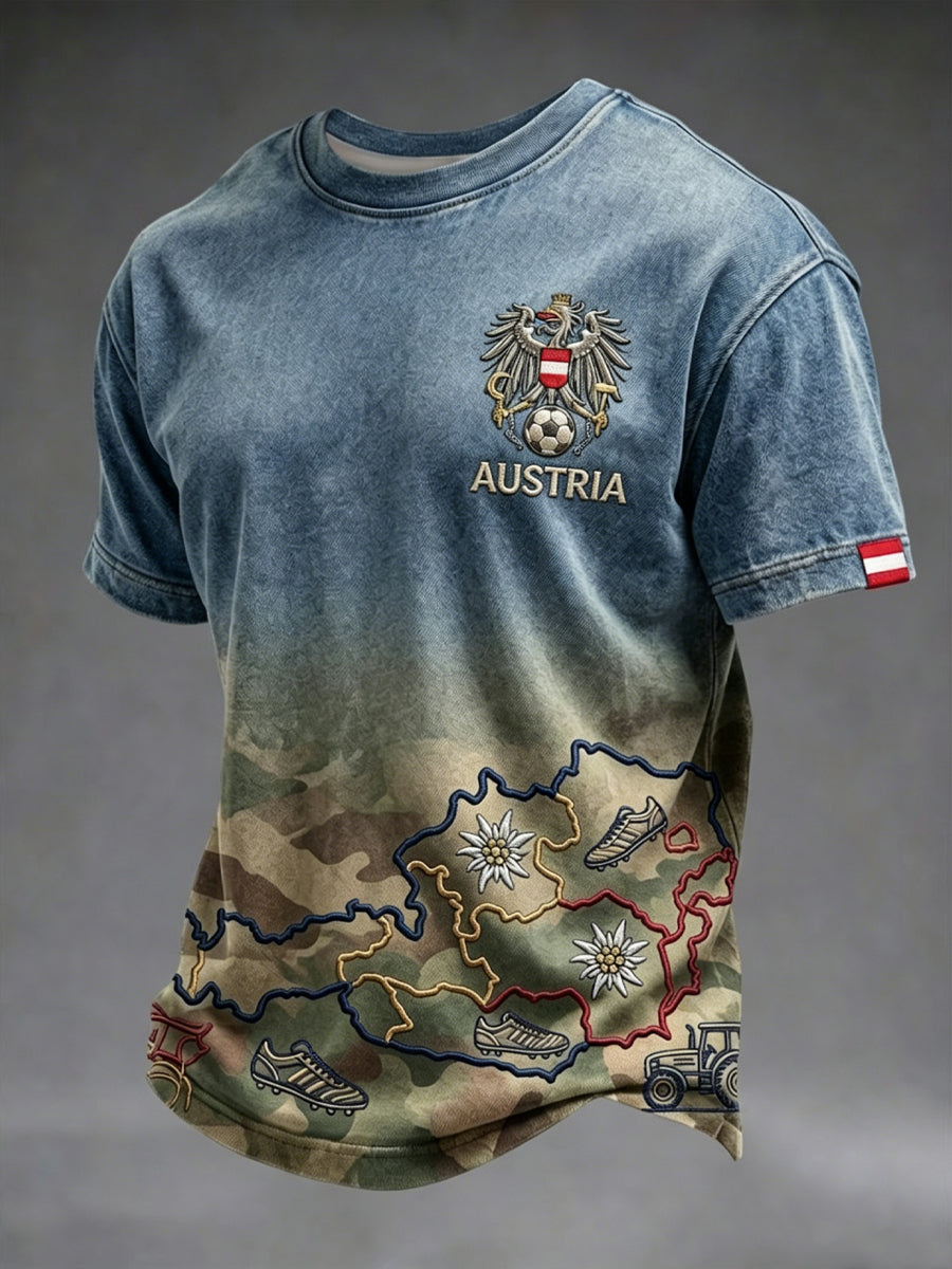 Vintage österreichische Landkarte Verlauf lässiges T-Shirt