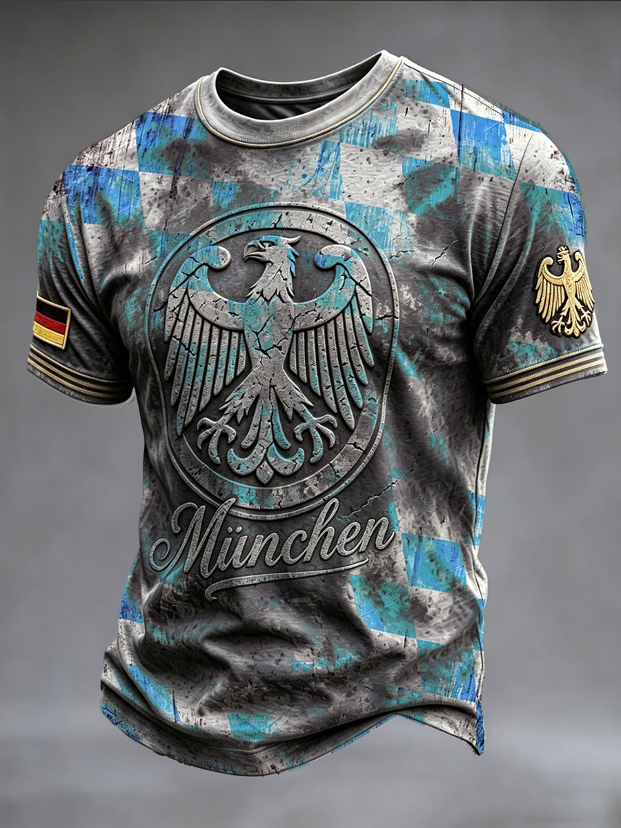 Herren-T-Shirt im Vintage-Stil mit deutschem München-Print, lässig