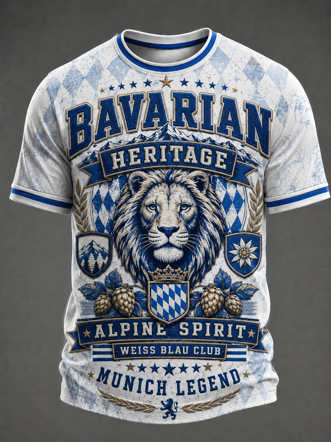 Herren-T-Shirt mit deutschem bayerischem Löwen-Print