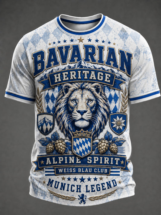 Herren-T-Shirt mit deutschem bayerischem Löwen-Print