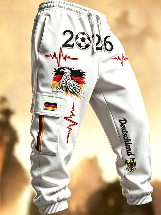 Herren Weiß Deutschland 2026 Print Freizeit Sport hose