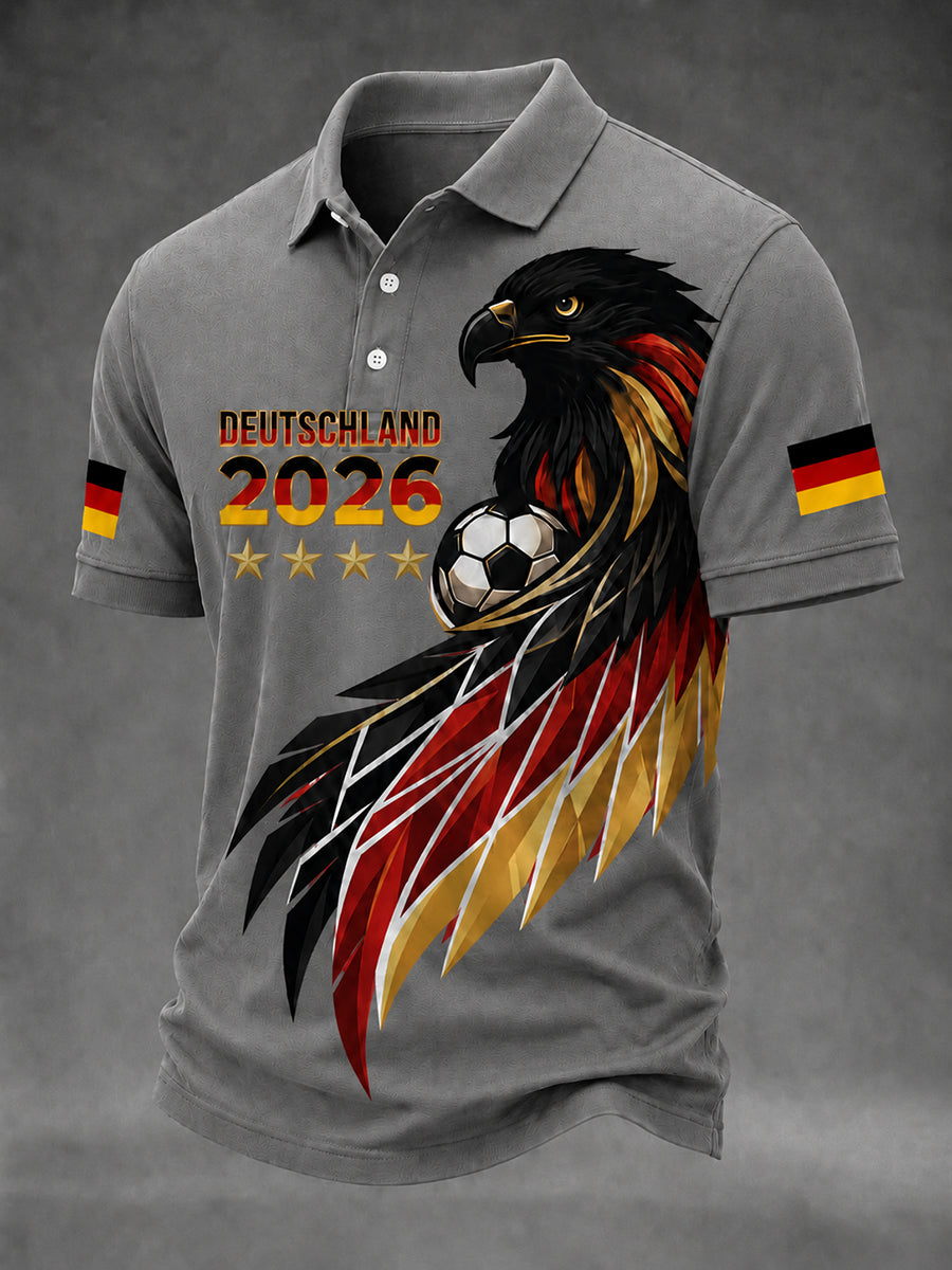 Herren-Fußballfan-T-Shirt mit deutschem Motiv, lässig geschnitten