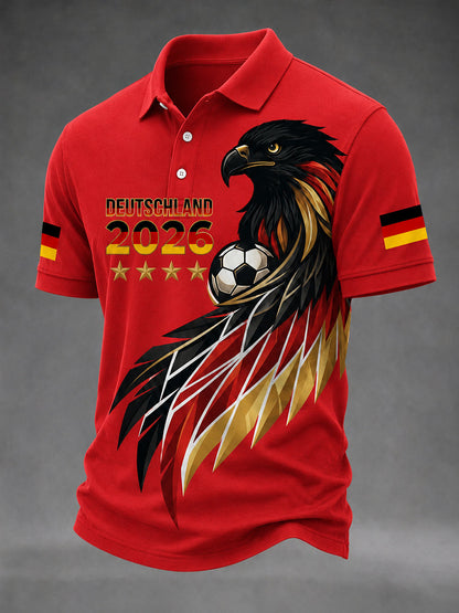 Herren-Fußballfan-T-Shirt mit deutschem Motiv, lässig geschnitten