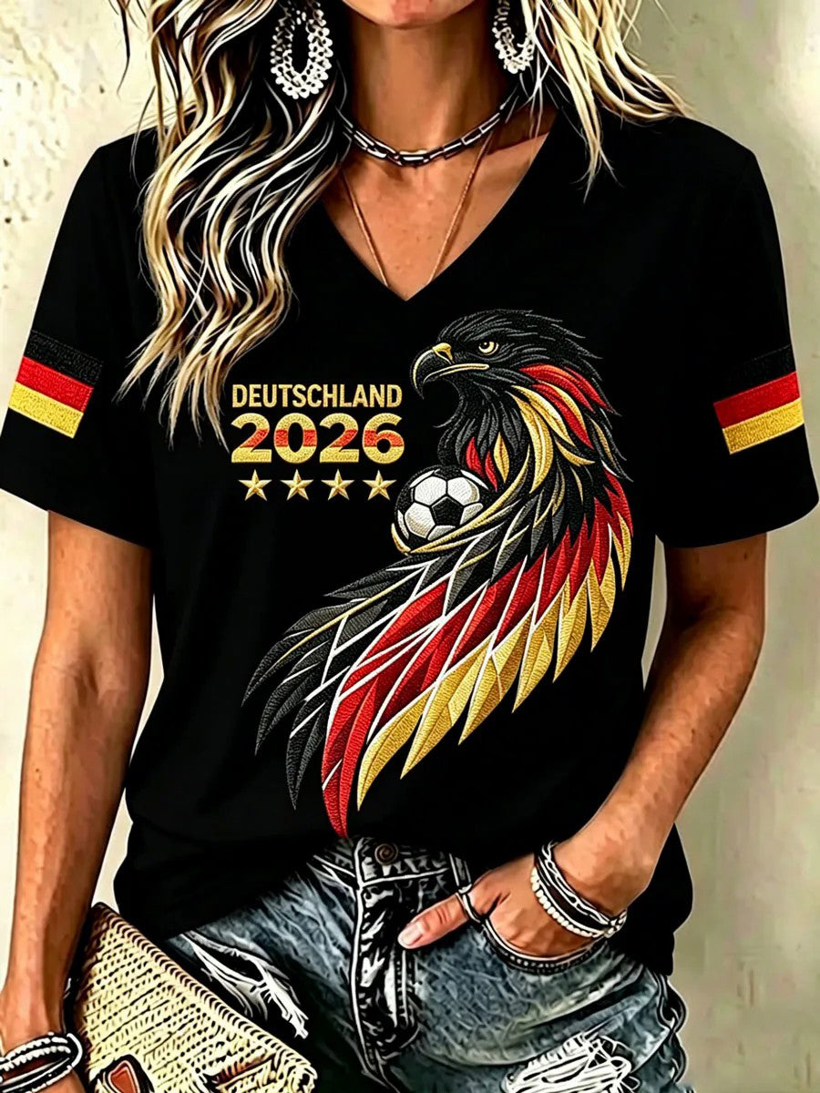 Damen-T-Shirt mit Deutschland-Fußballfan-Print