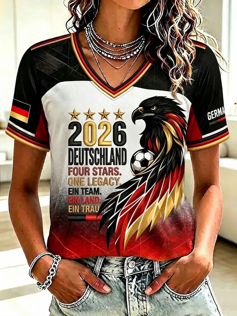 Damen-T-Shirt mit Fußballfan-Print von Deutschland