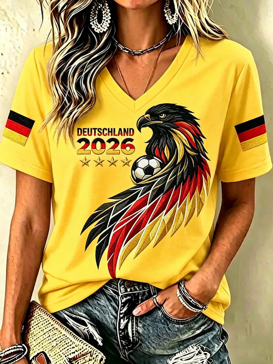 Damen-T-Shirt mit Deutschland-Fußballfan-Print