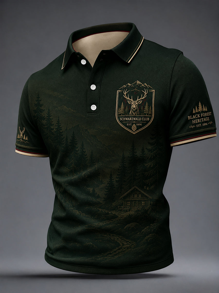 Herren-Schwarzwald-Design-Hemd mit kurzen Ärmeln