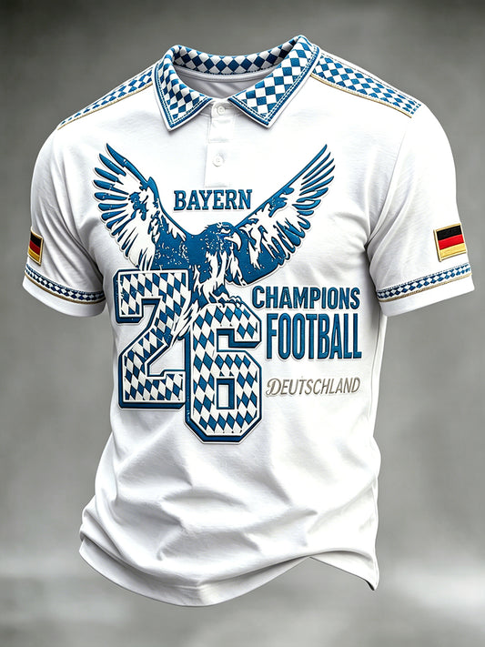 Herren-Bayerischer Adler-Patchwork-Print-lässiges Polos hirt