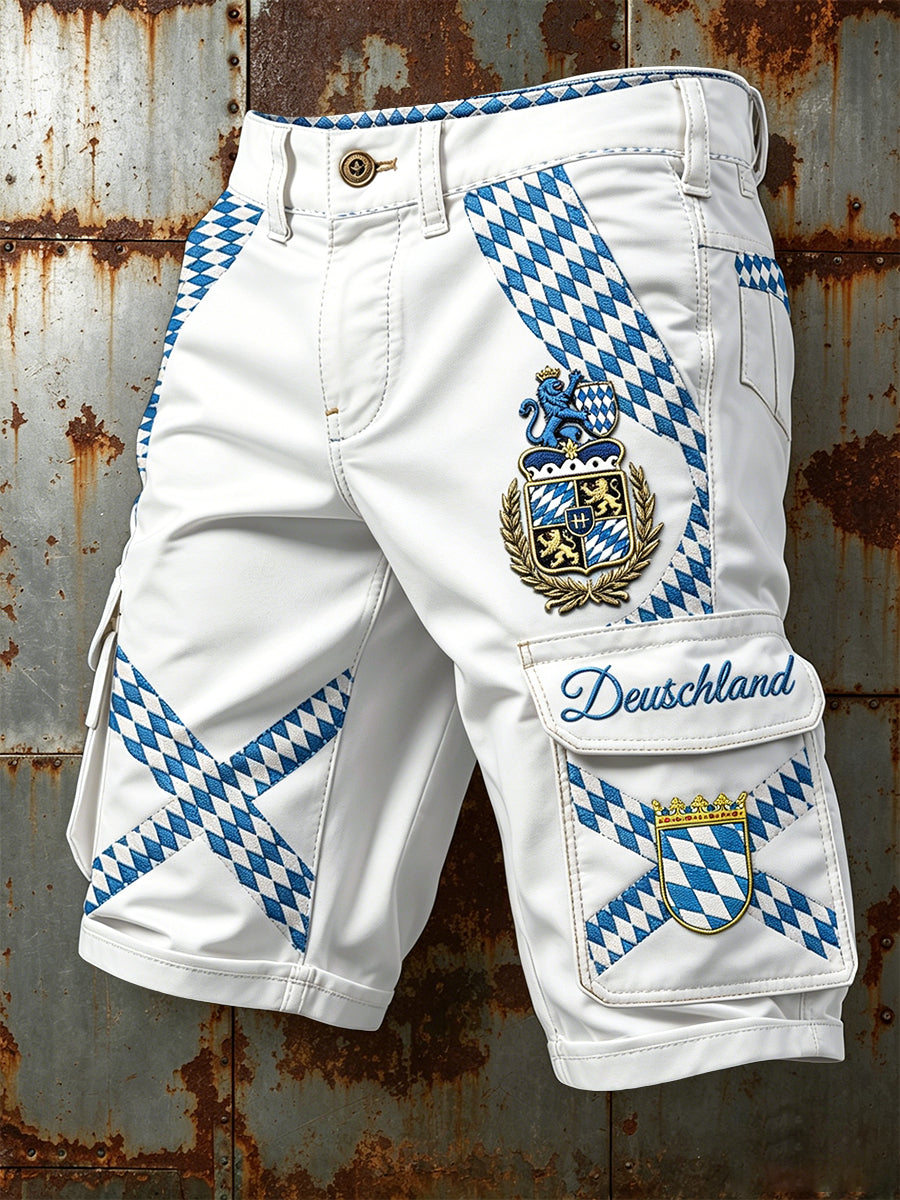Herren weiße deutsche bayerische Diamant-gemusterte Freizeit-Arbeits shorts