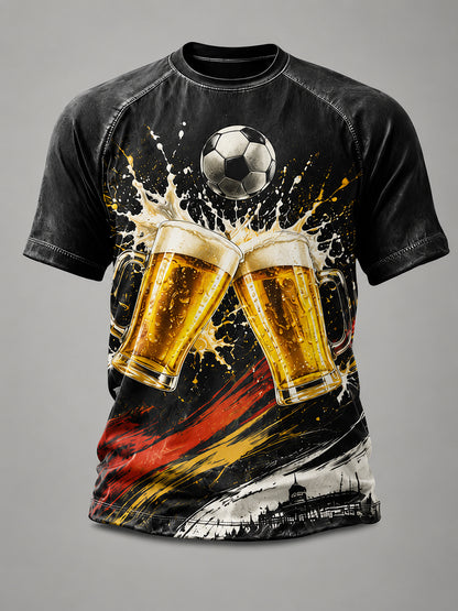 Herren-T-Shirt mit Grafik: Deutscher Fußball und Bier-Grüße