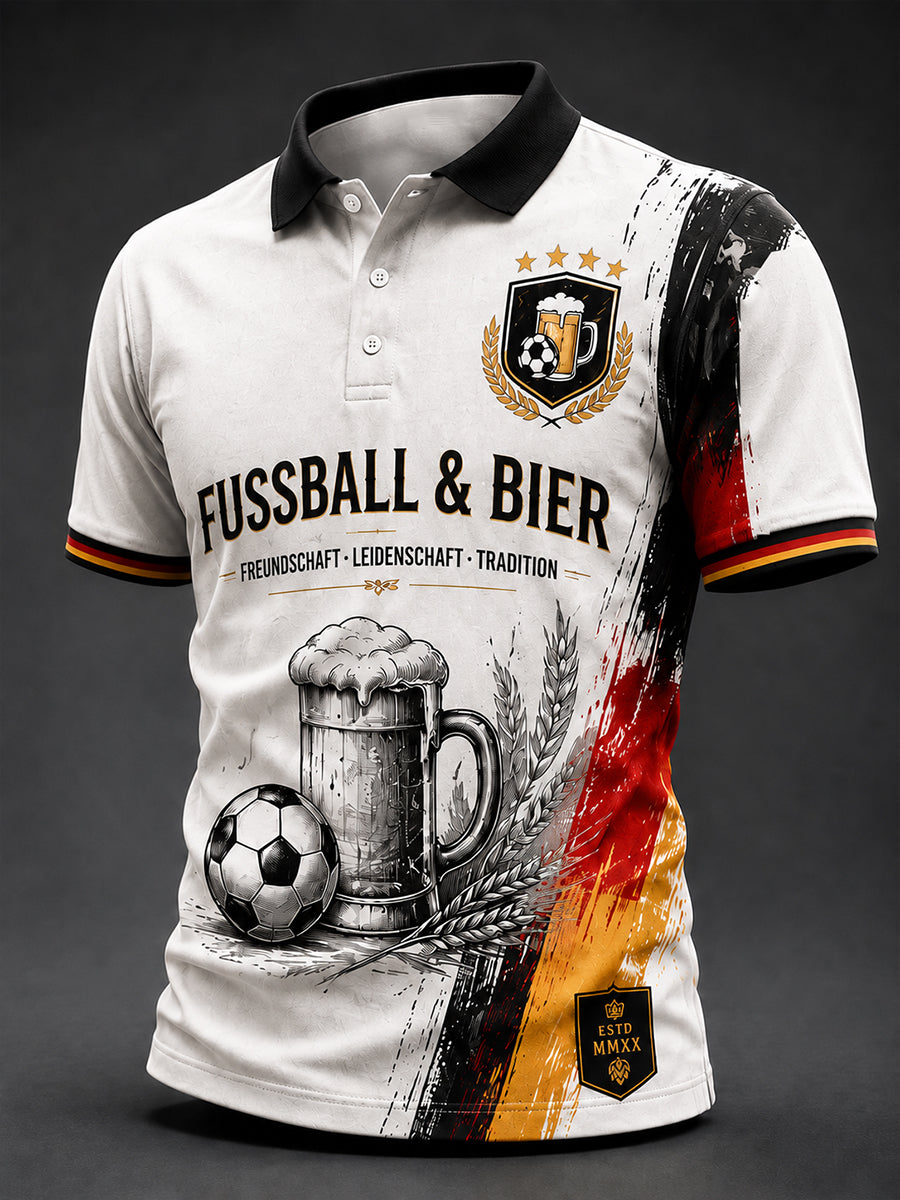 Herren-T-Shirt mit Grafik: Deutscher Fußball und Bier-Grüße