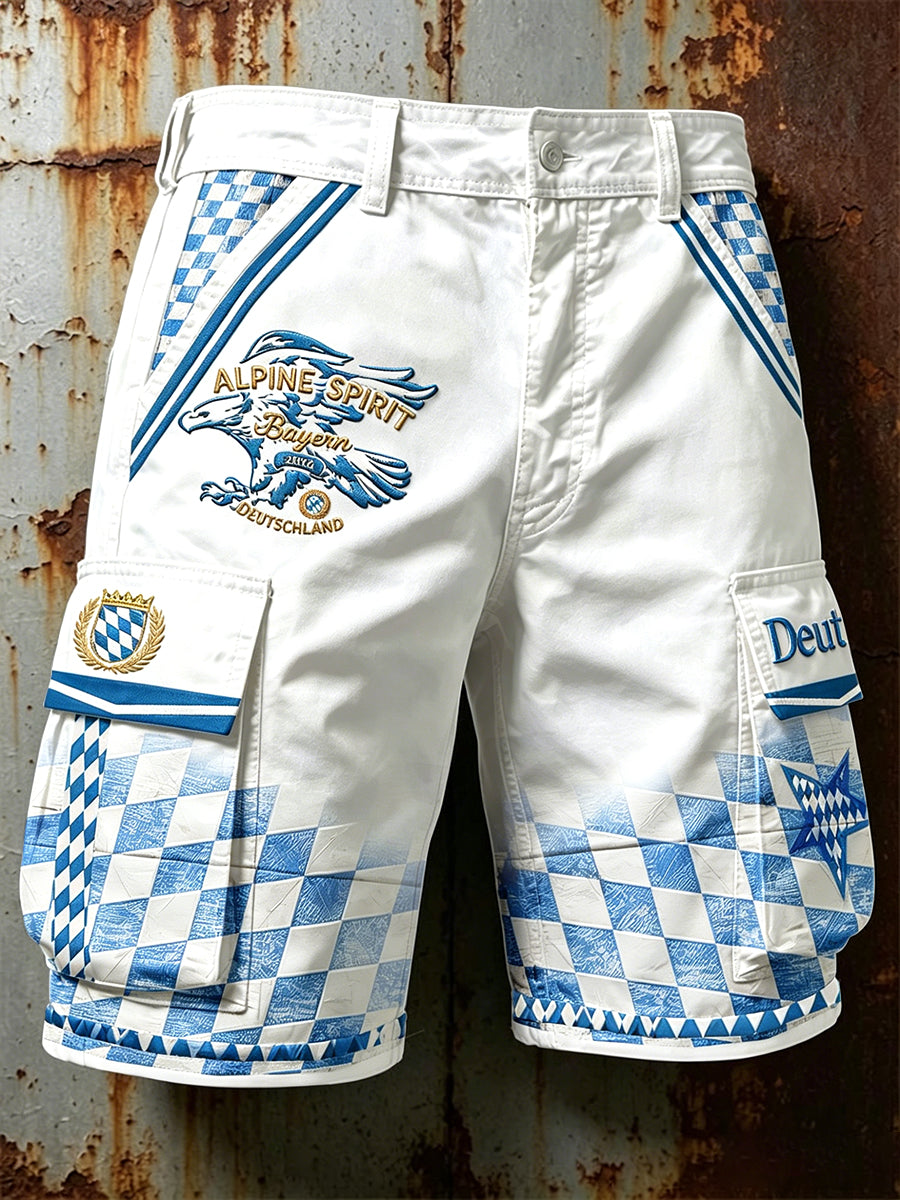 Herren weiße deutsche bayerische Diamant-Quilted Print Freizeit-Arbeits shorts