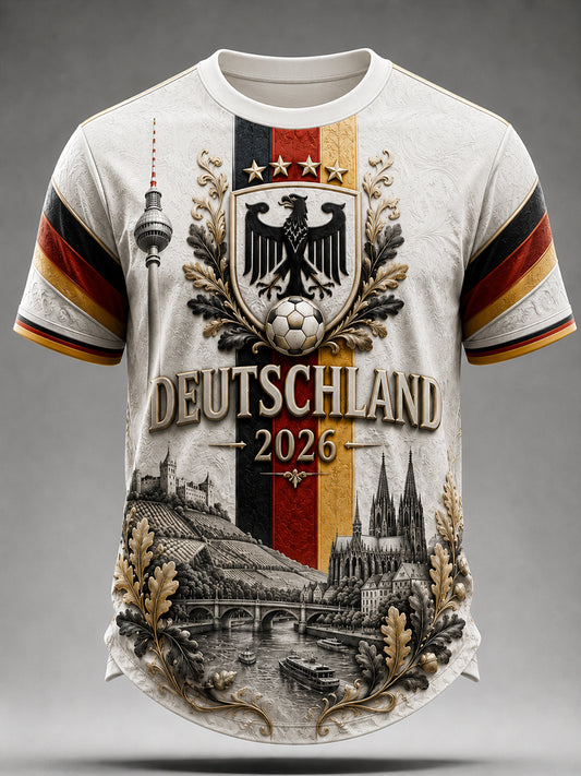 Herren-Vintage-Deutschland-Fußballfan-T-Shirt mit Aufdruck