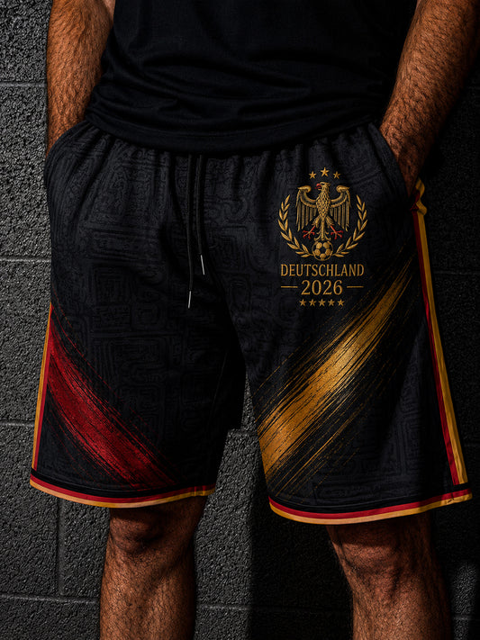 Herren-Deutschland-Fußballfan-Print-Lässige Shorts