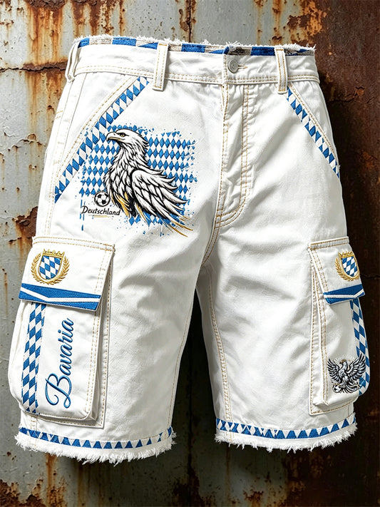 Herren Weiß Deutscher Bayerischer Adler druck Lässige Mode Arbeits shorts