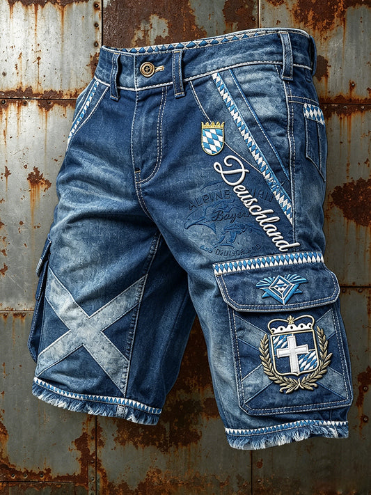 Bayerische Jeans-Print für Männer im deutschen Stil, lässige Mode-Arbeits shorts