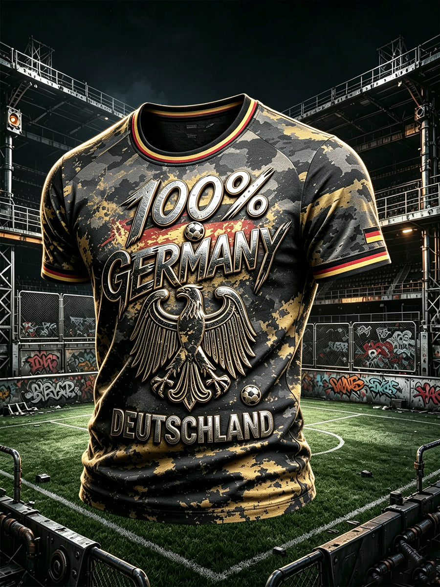 Herren-T-Shirt im deutschen Fußball-Eagle-Camouflage-Design, lässig und cool