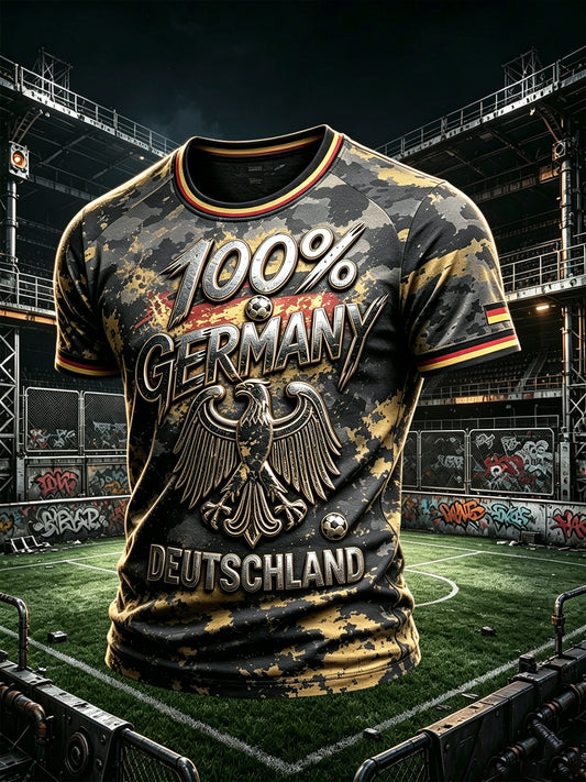 Herren-T-Shirt im deutschen Fußball-Eagle-Camouflage-Design, lässig und cool