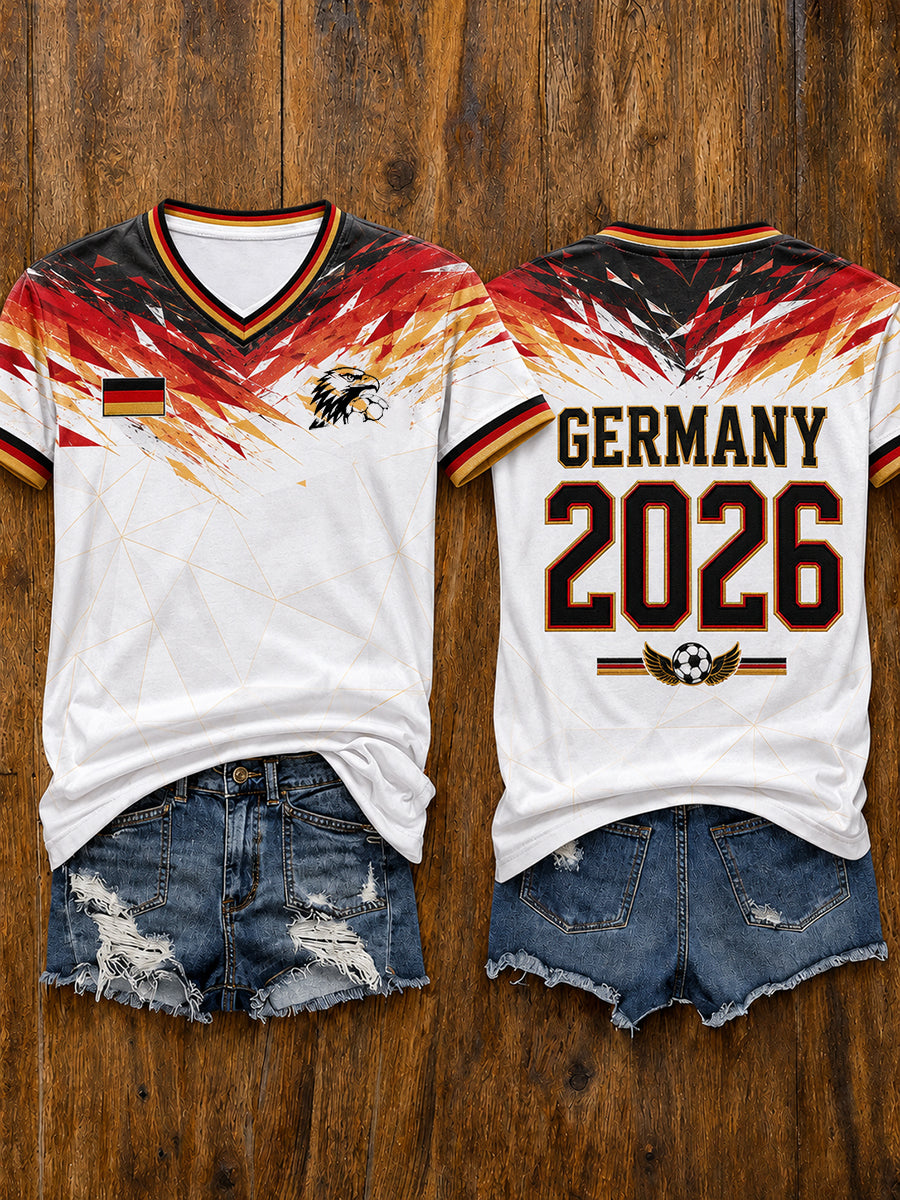 Damen-Fußballfan-T-Shirt mit kurzen Ärmeln, Deutschland 2026