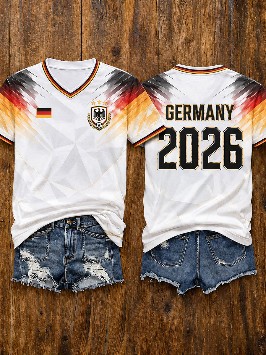 Damen-Fußballfan-T-Shirt mit kurzen Ärmeln, Deutschland 2026