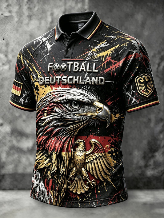 Herren-Poloshirt im Retro-Design mit deutschen Adlermotiven, lässiger Stil