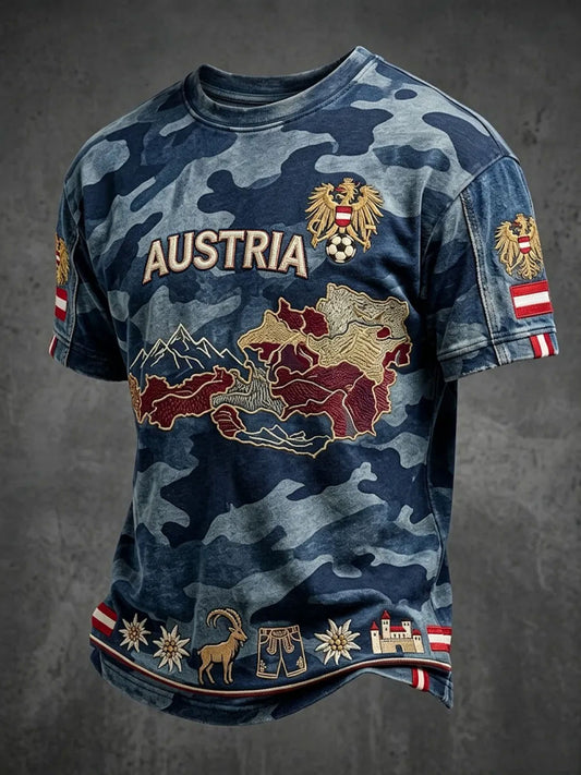 Herren Österreich Fußball Liebhaber Kunst bedrucktes T-Shirt