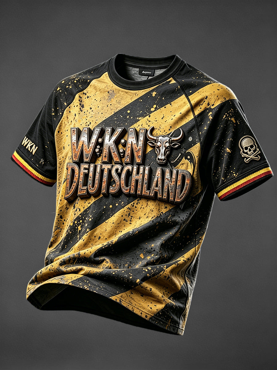 Herren Retro Deutsches Wacken Metal Festival Print Casual Punk-Style T-Shirt
