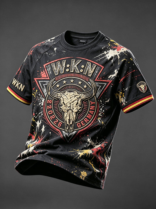 Herren Vintage Deutsches Wacken Metal Festival Print Casual Mode T-Shirt