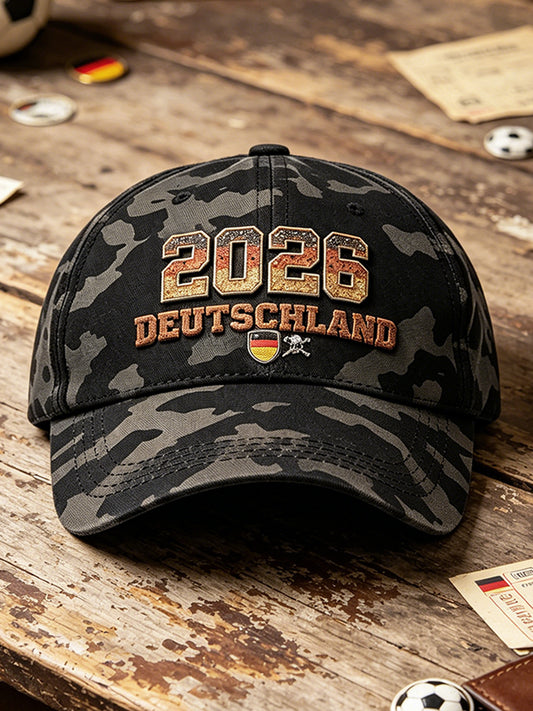 Schwarz Deutsch Fußball Camouflage Print Casual Cap