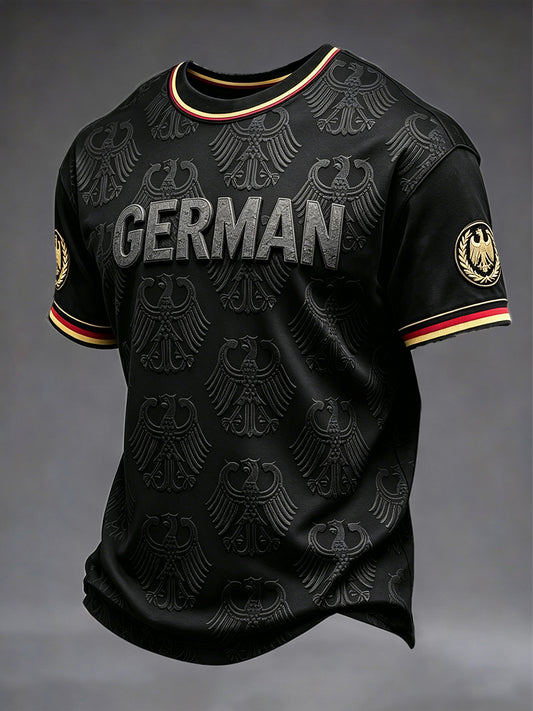 Herren Schwarz Deutsch Fußball Minimalist isch Print Casual T-Shirt
