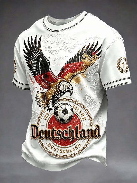 Männer weißes deutsches Fußball 3D-gedrucktes lässiges T-Shirt