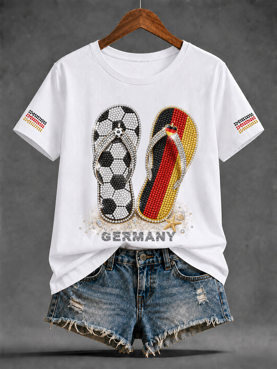 Damen-Freizeit-T-Shirt mit sommerlichem Fußball-Print