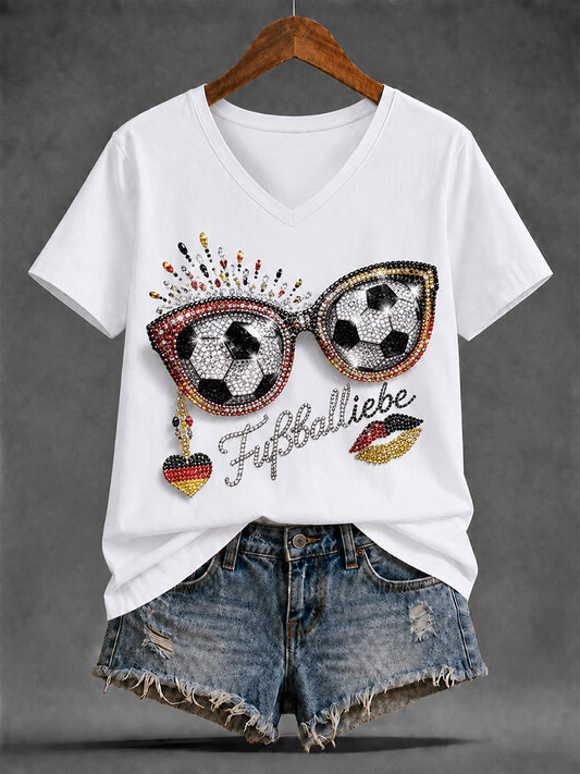Damen-Freizeit-T-Shirt mit sommerlichem Fußball-Print