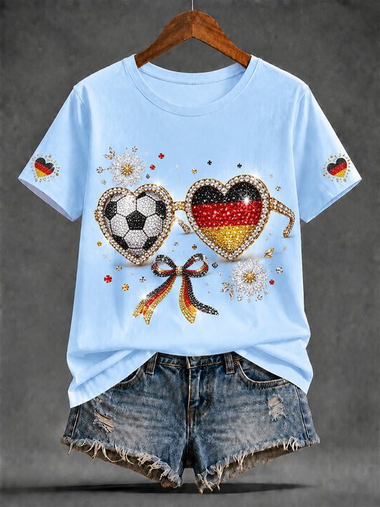 Damen-Freizeit-T-Shirt mit sommerlichem Fußball-Print