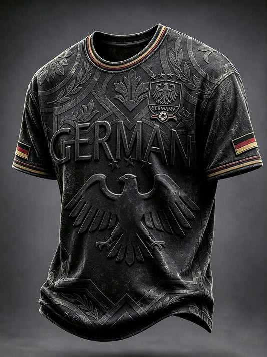 Herren Schwarz 2026 Deutsch Fußball Print Casual T-Shirt
